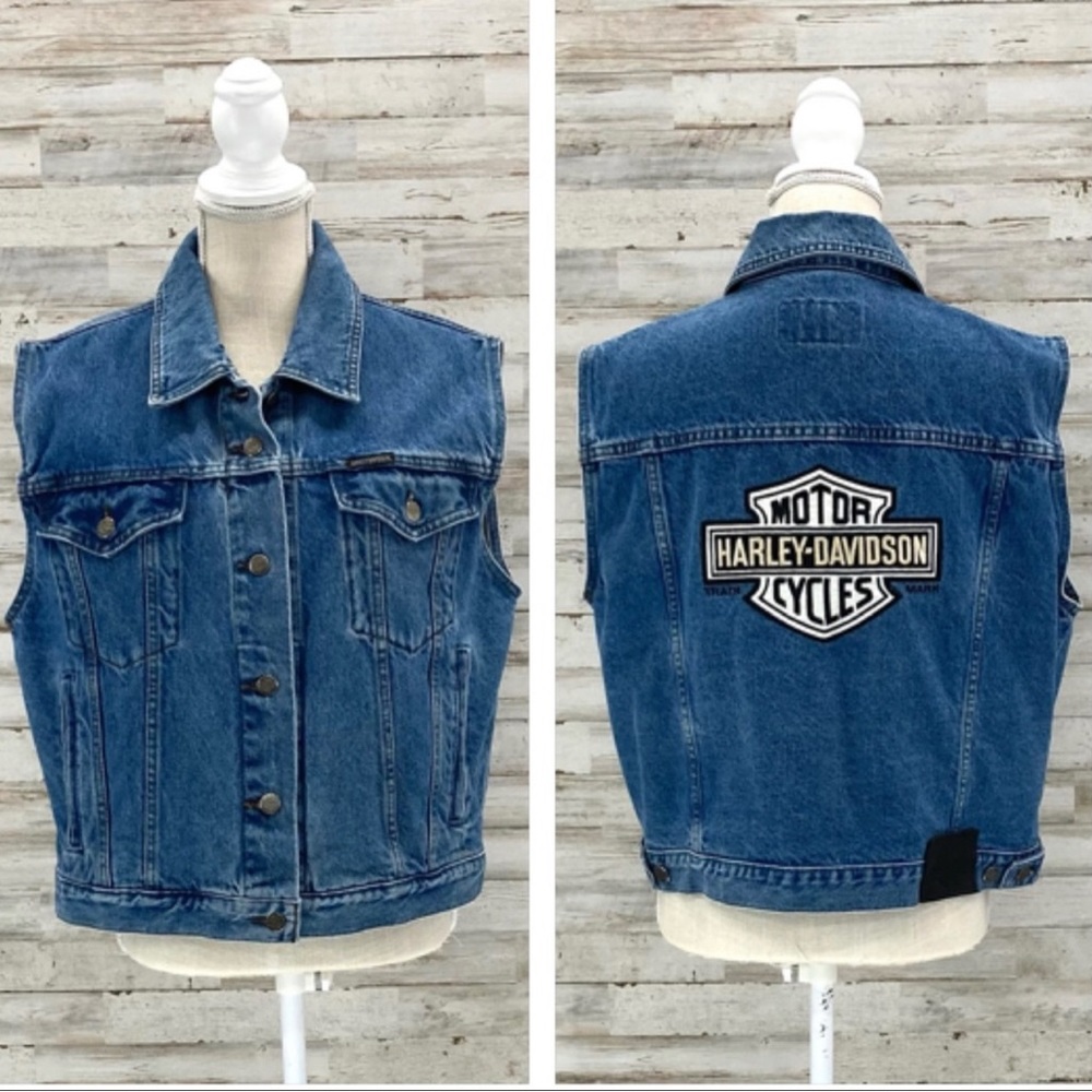 Harley-Davidson Ladies Blue Jean Vest Sz 1X